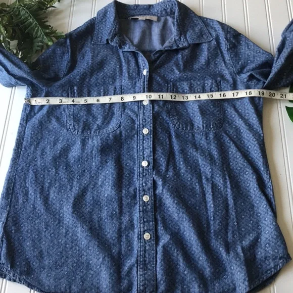 Loft blue button up shirt printed white - Picture 4 of 9